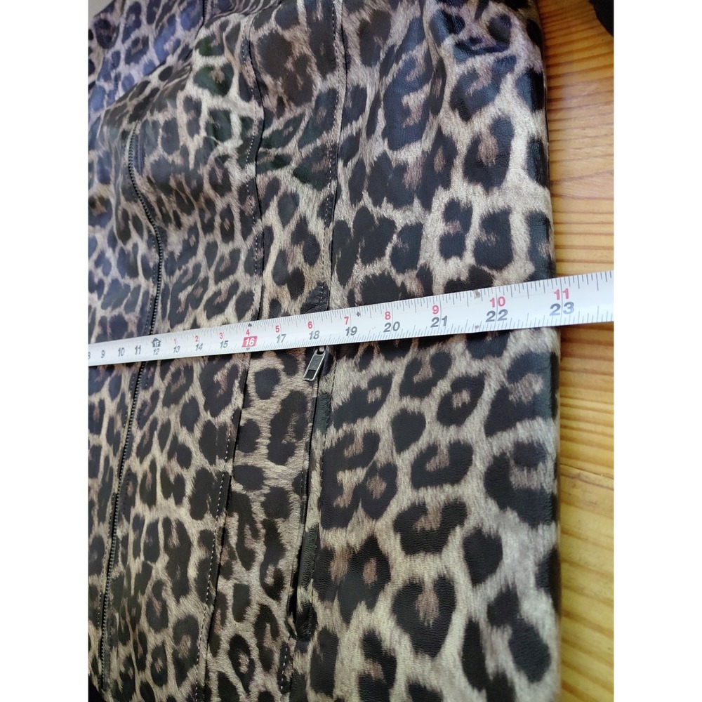 Jessica London Leather Jacket 18W Animal Print Women's Plus Full Zip Mobwife 90s - Picture 10 of 11